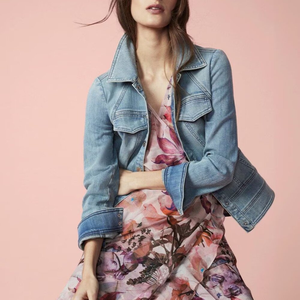 White House Black Market Light Blue Denim Jacket